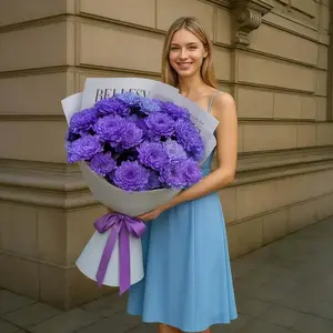 Букет гигант из фиолетовых хризантем