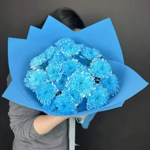 Букет из голубых хризантем